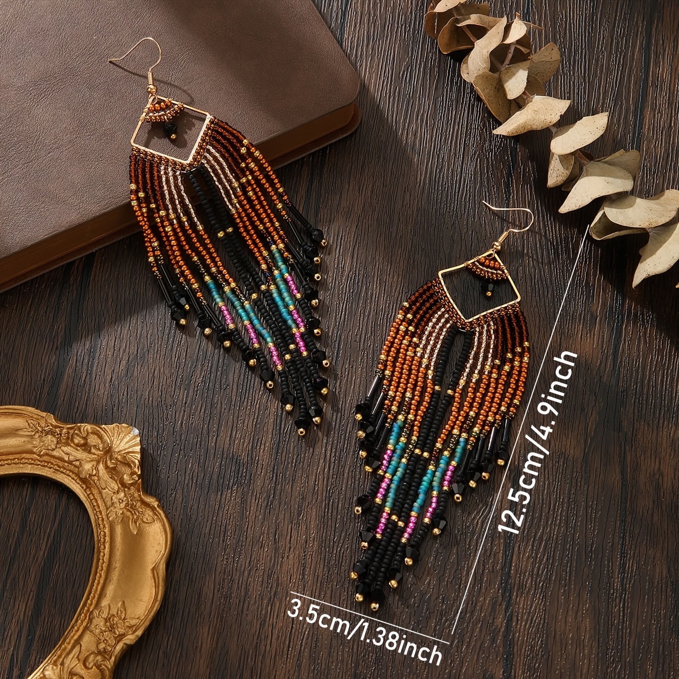 Women's Vintage Hand-Woven Beaded Tassel Earrings